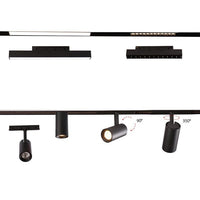 FARETTO LED 15W 48V DC MAGNETICO PER BINARIO AD INCASSO NERO DIREZIONABILE