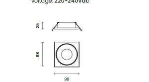 FARETTO MINISTRY GU10 QUADRATO CON CRISTALLI CUT OUT L.9,8 IP20 BIANCO