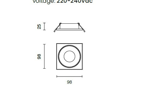 FARETTO MINISTRY GU10 QUADRATO CON CRISTALLI CUT OUT L.9,8 IP20 BIANCO