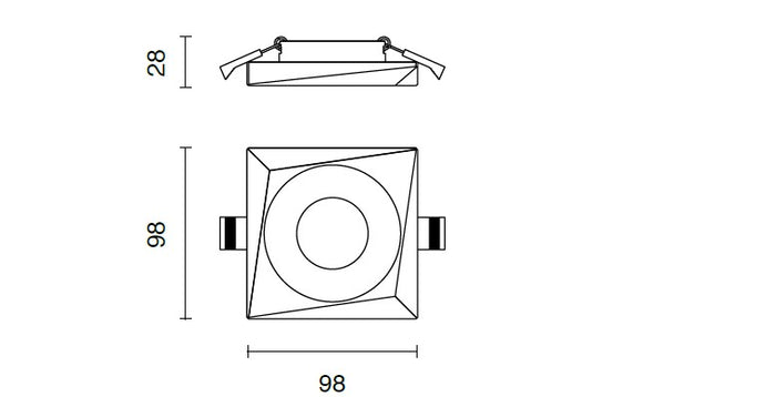 FARETTO VALLEY GU10 QUADRATO CUT OUT L.9,8CM NERO IP20