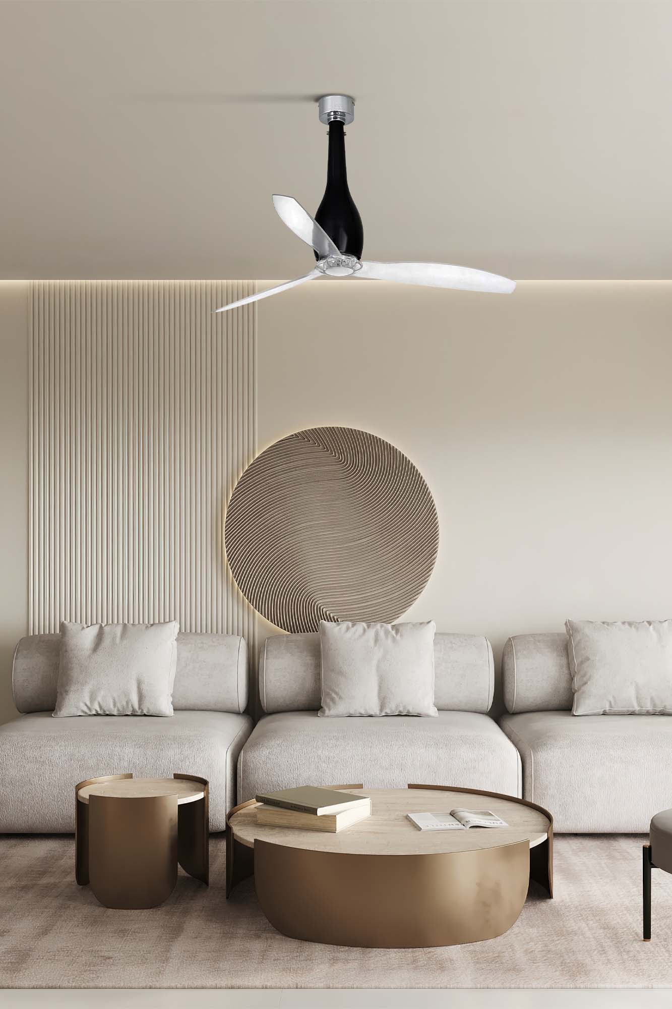 Faro 32002 Ventilatore Da Soffitto Senza Luce Motore Dc Diametro 128 Cm e Telecomando Nero