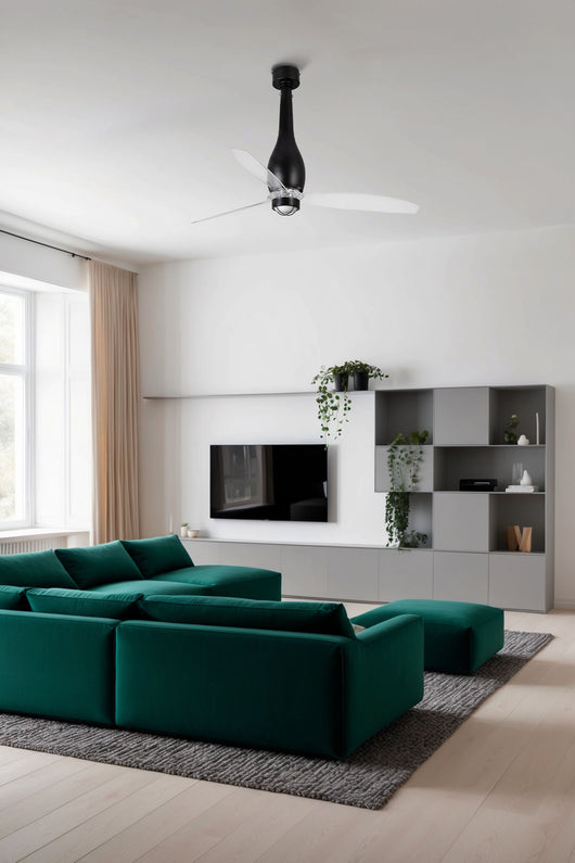 FARO Faro Eterfan Nero Mate in Metallo con Pale Trasparenti Ø1280 mm Lampada LED 17W 3000K Design Moderno e Funzionale per Ambienti Privati e Professionali - Codice FARO-32003_10