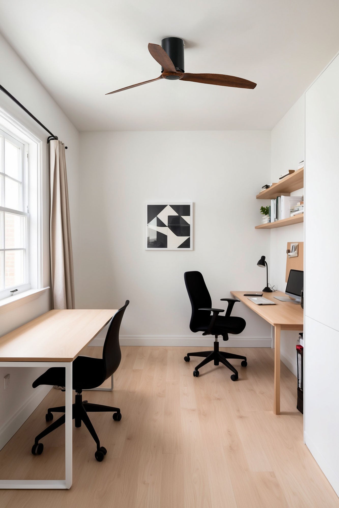 Faro 32042 Ventilatore Mini Tube Nero Opaco Con Pale color Legno in ABS