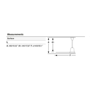 FARO Ventilatore Da Soffitto In Metallo Bianco 3 Pale In Acciaio 140 cm 44 cm dal Soffitto Interruttore a Parete 6 Velocita AC 16-48W Senza Luce Modello Indus FARO-33001