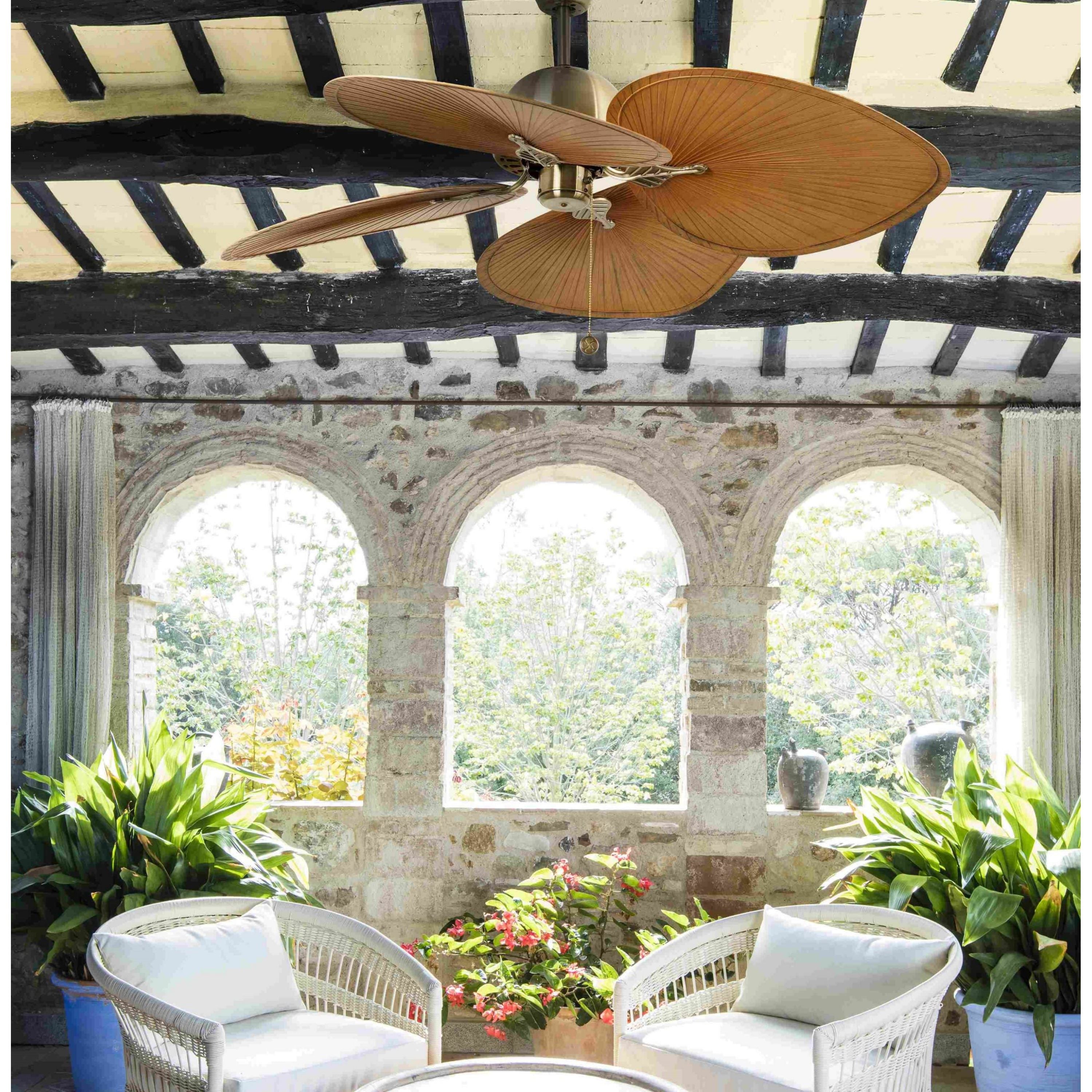 Faro Barcelona Faro 33352b Ottone Satinato Marrone Ventilatore Cuba Ottone Senza Luce