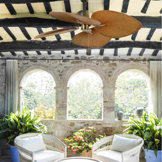 Faro Barcelona Faro 33352b Ottone Satinato Marrone Ventilatore Cuba Ottone Senza Luce