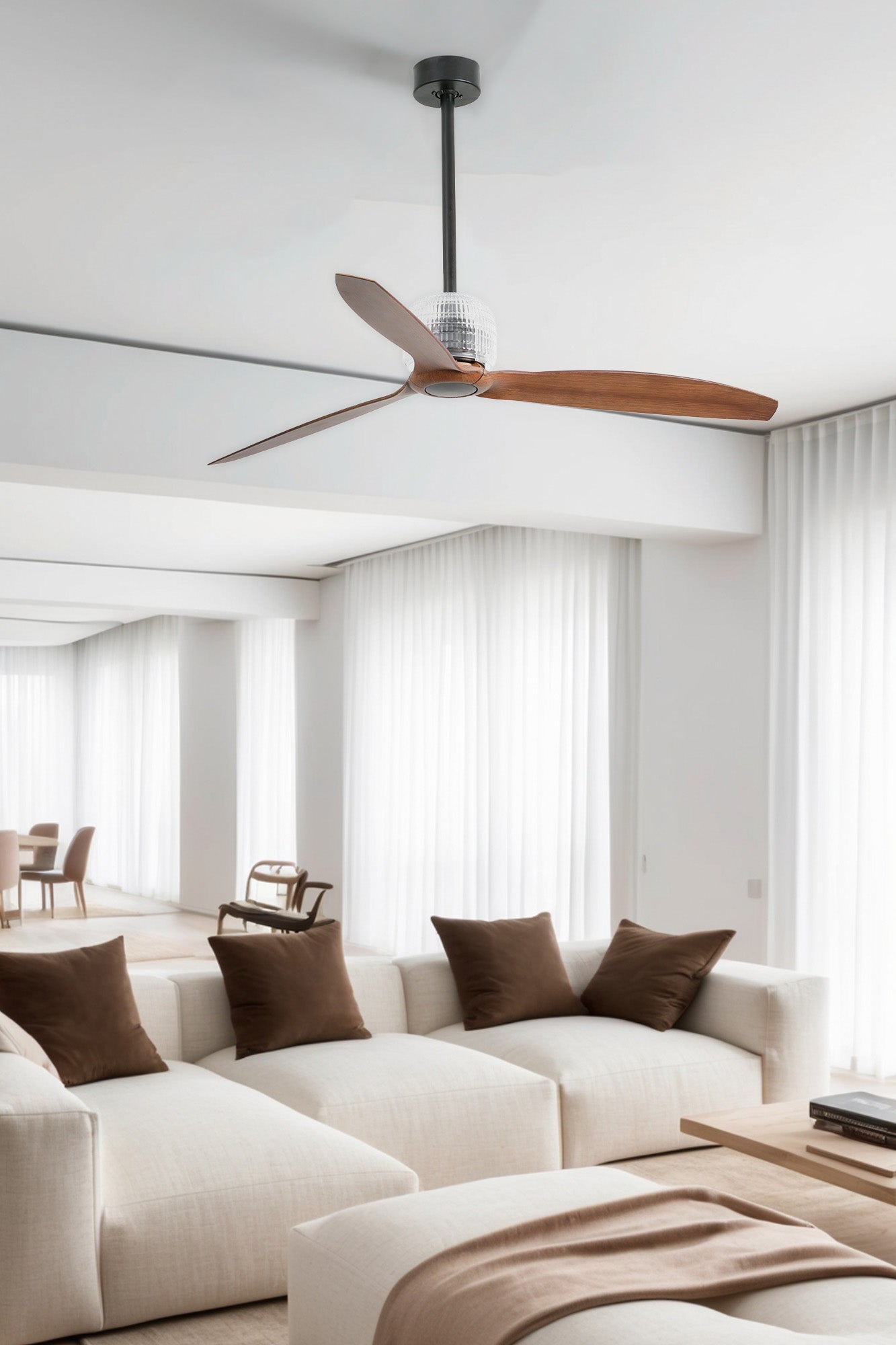 Faro Barcelona Faro 33395d Nero Marrone Ventilatore Senza Luce Deco Fan Nero