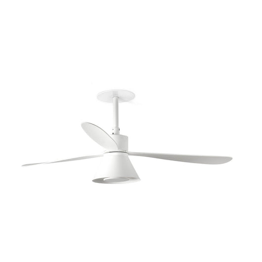 FARO Ventilatore da soffitto in metallo e pale in ABS bianco opaco motore DC 6 velocita con funzione inversa compatibile TUYA per soffitti inclinati FARO-33760RWT1T