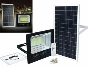 FARO LED CON PANNELLO SOLARE CREPUSCOLARE DA 200W + TELECOMANDO