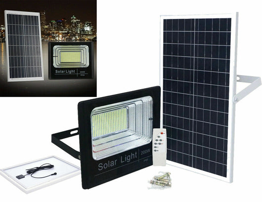 FARO LED CON PANNELLO SOLARE CREPUSCOLARE DA 200W + TELECOMANDO