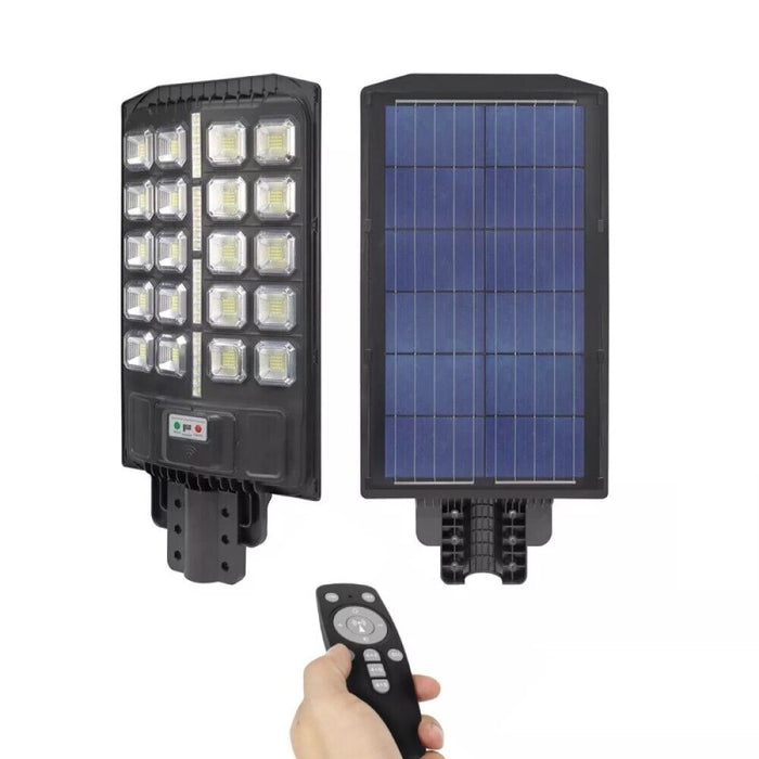 FARO LED LAMPIONE STRADALE 1200W PANNELLO SOLARE SENSORE CREPUSCOLARE IP65