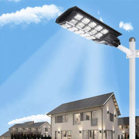 FARO LED LAMPIONE STRADALE 1200W PANNELLO SOLARE SENSORE CREPUSCOLARE IP65