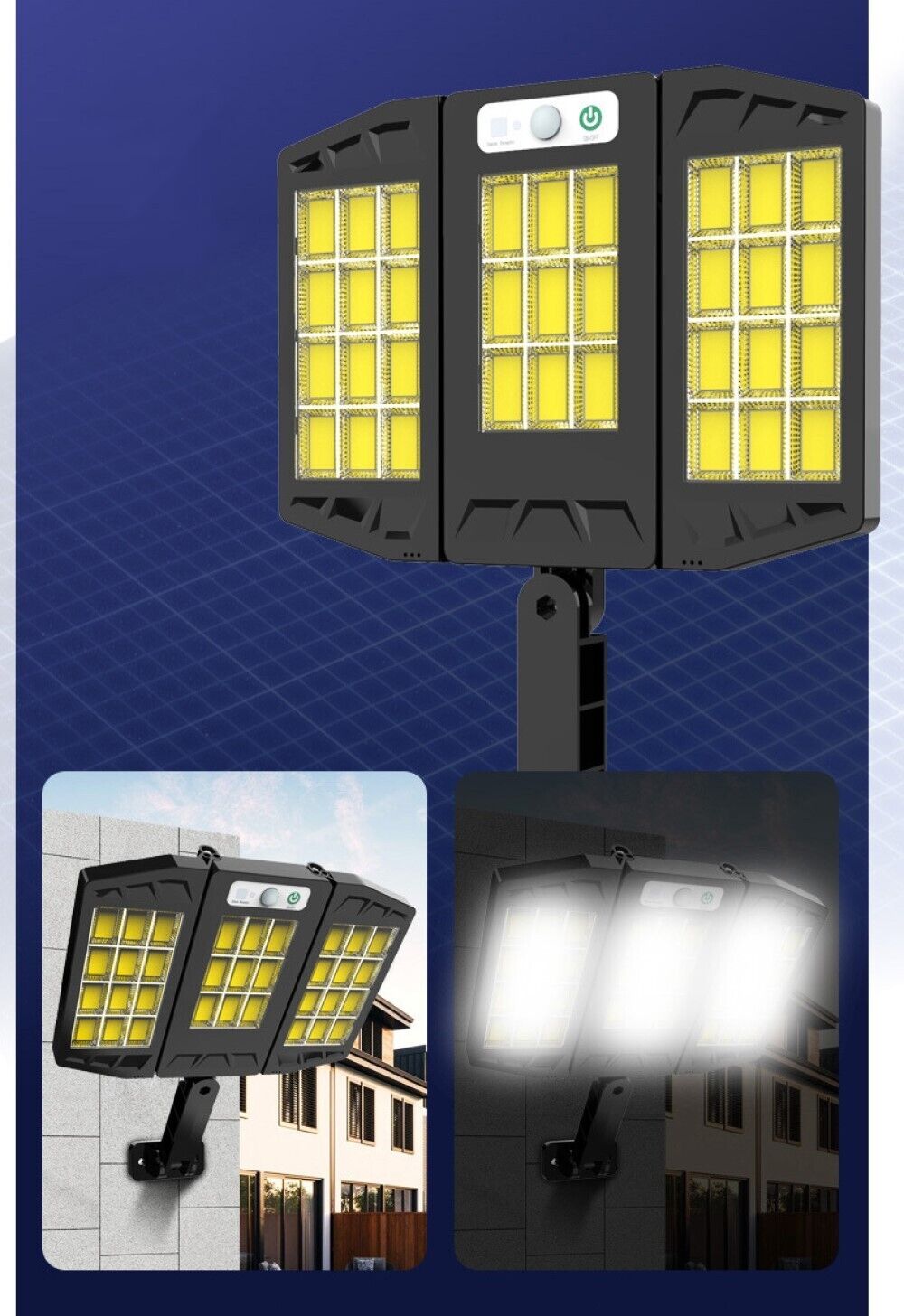 FARO SOLARE FARETTO CON TELECOMANDO SENSORE DI MOVIMENTO 264 LED COB HS-V97