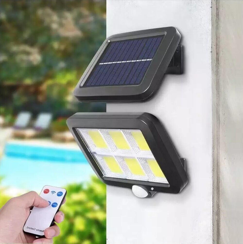 FARO SOLARE LED CON PANNELLO FARETTO SENSORE DI MOVIMENTO 120 LED COB XZ-F120