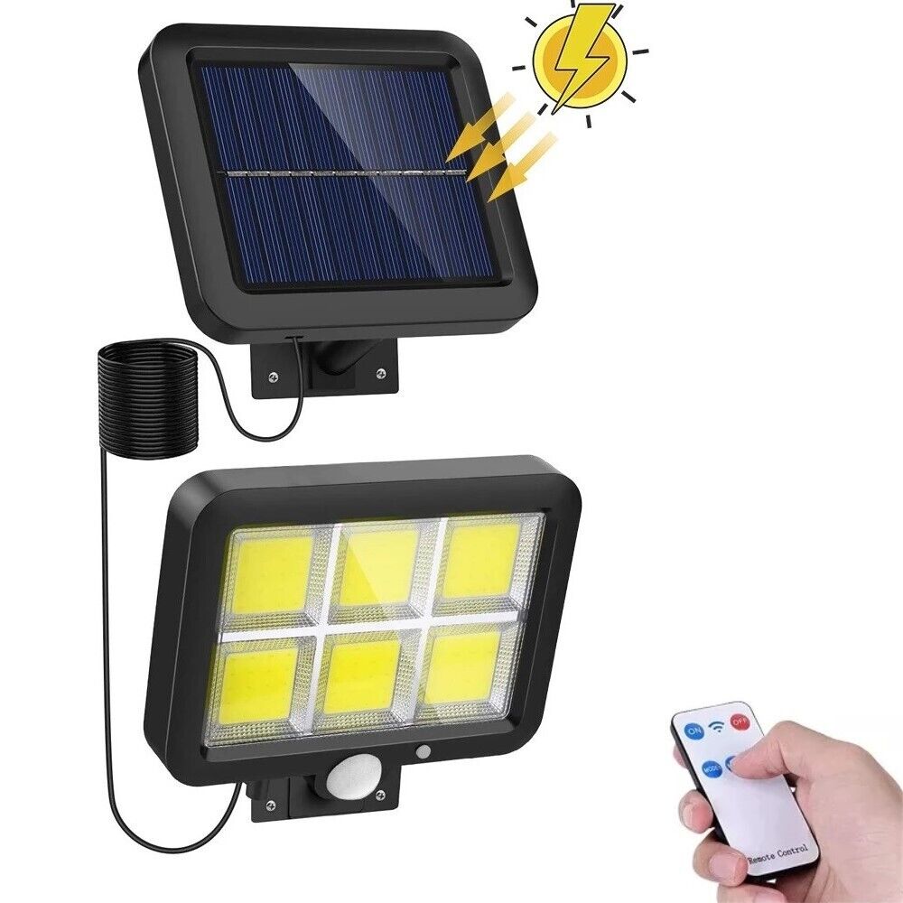 FARO SOLARE LED CON PANNELLO FARETTO SENSORE DI MOVIMENTO 120 LED COB XZ-F120