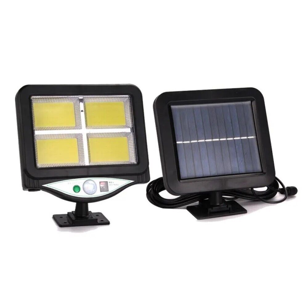 FARO SOLARE LED CON PANNELLO FARETTO SENSORE DI MOVIMENTO 128 LED COB BK-128-4
