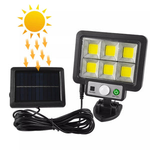 FARO SOLARE LED CON PANNELLO FARETTO SENSORE DI MOVIMENTO 96 LED COB T09