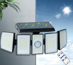 FARO SOLARE LED ORIENTABILE FARETTO TELECOMANDO SENSORE DI MOVIMENTO 300LED
