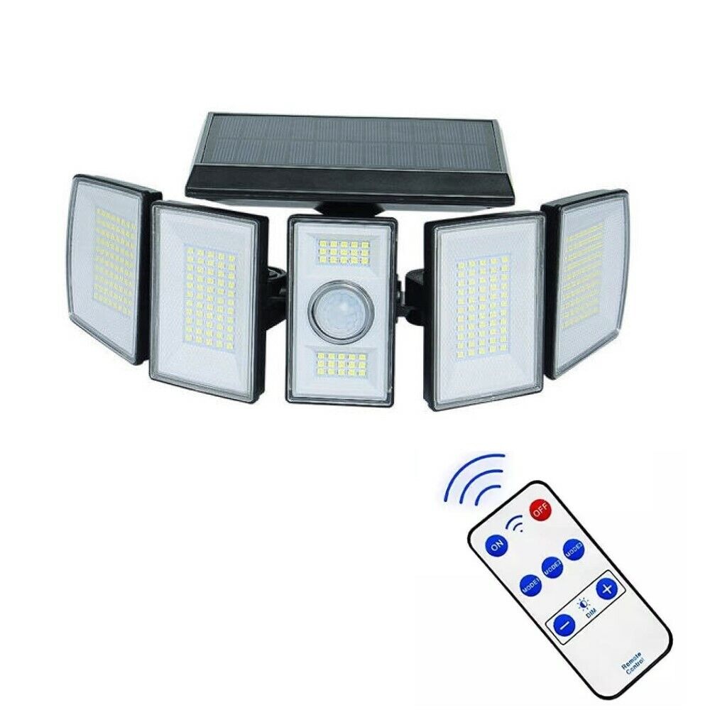 FARO SOLARE LED ORIENTABILE FARETTO TELECOMANDO SENSORE DI MOVIMENTO 300LED
