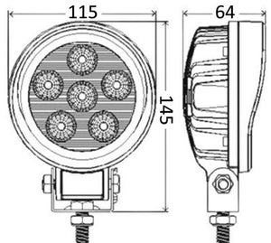 FARO TONDO LED 18W 10-30 Volts nero
