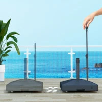 Base per Ombrellone in HDPE con Maniglia e Ruote e Riempibile con Acqua o Sabbia, 60x60x100 cm, Nero