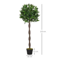 Set di 2 Alberi di Alloro in Vaso, Piante Finte in Plastica Altezza 120cm per Interni