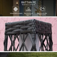 Lampada Solare da Giardino con Illuminazione LED, in Acciaio e Rattan PE, 20x20x68 cm, Grigio