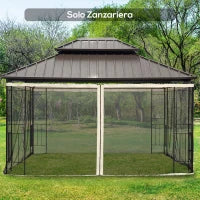 Zanzariera per Gazebo Tende di Ricambio Universale con Cerniere, 335x207cm - Nero e Beige