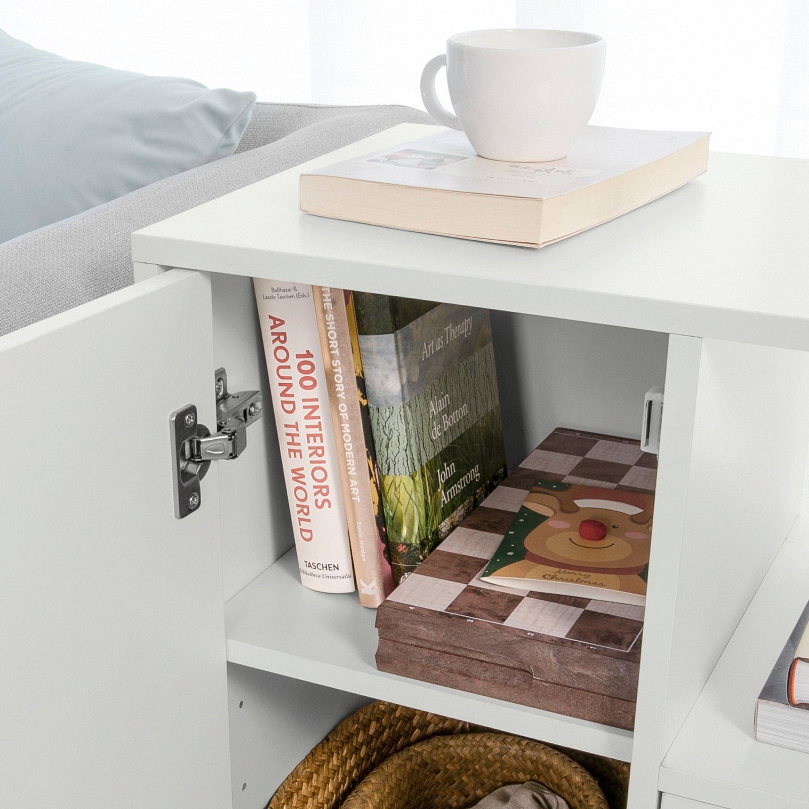 Carrello Tavolino da salotto Comodino Piccolo Comodino Bianco Comodini L60*P35*A70cm FBT105-W