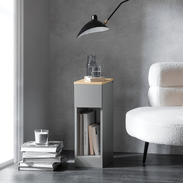 Comodino con cassetto per letto a molle 20x60x35 cm Grigio FBT111-HG