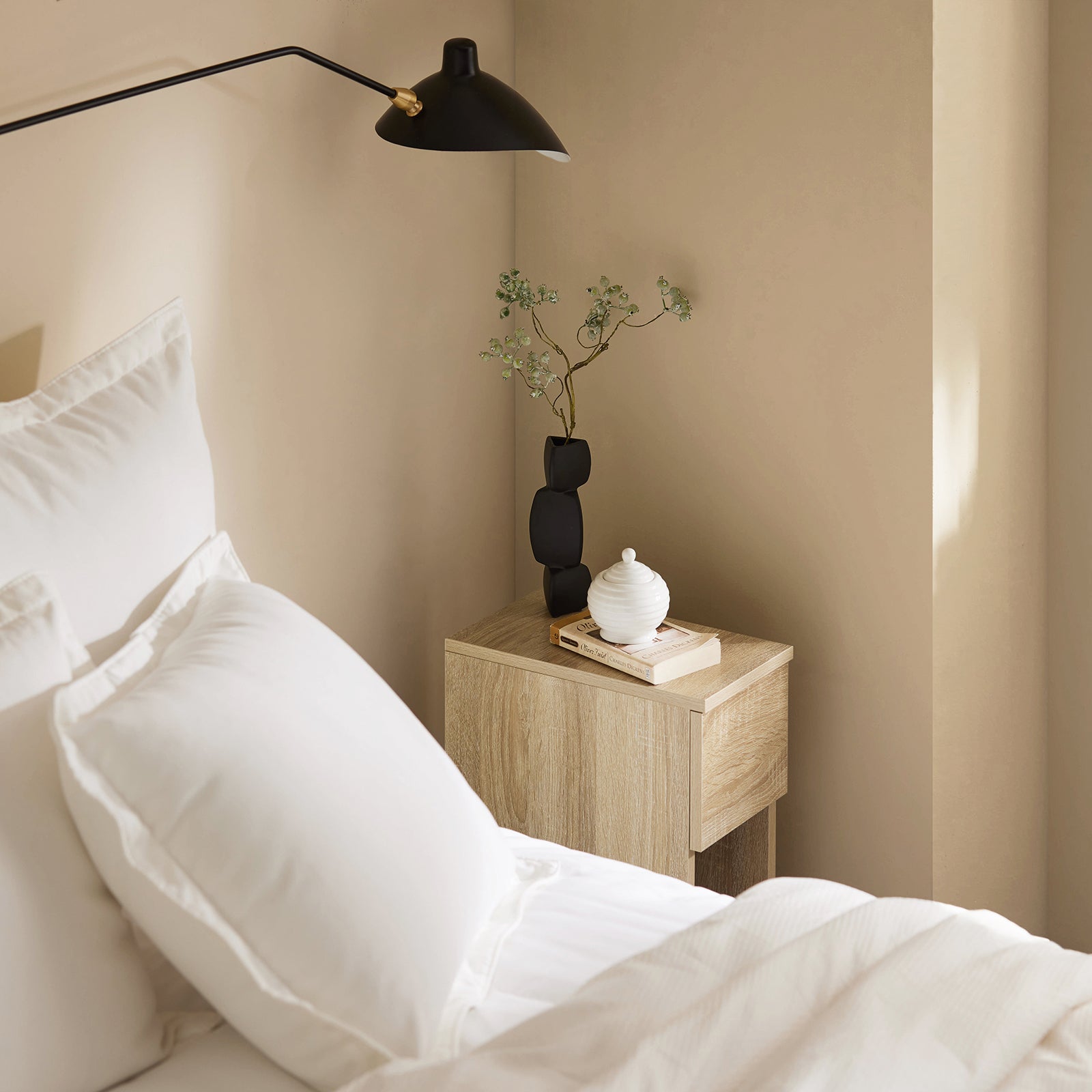 Comodino con cassetto per letto a molle 20x60x35 cm Naturale FBT111-N