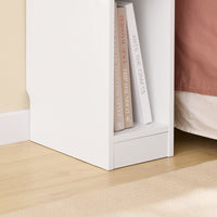 SoBuy Tavolino da notte stretto di 20 cm di larghezza con cassetto a design ondulato, Tavolino stretto per divano, Tavoli da notte per camera da letto e soggiorno, colore bianco e legno 20 x 35 x 60 cm FBT111-W