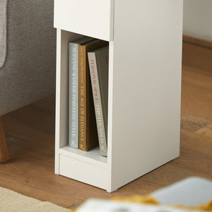 Comodino con cassetto per letto a molle 20x60x35 cm Bianco FBT111-WN