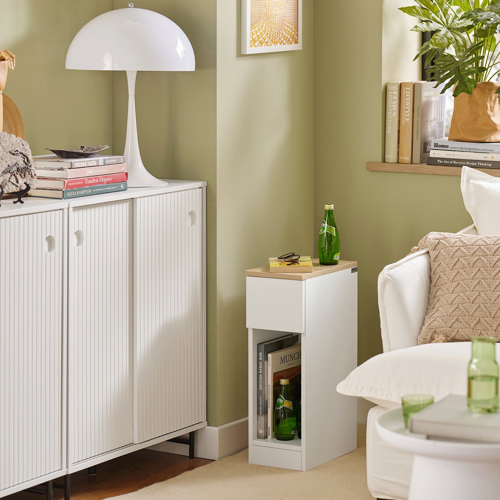 SET 2 Comodini 20x60x35 Cm Bianchi FBT111-WNx2