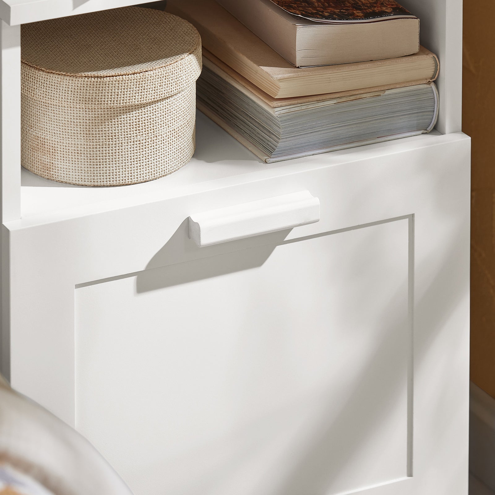 Comodino per letto Tavolino stretto Tavolo telefono Comodino con cassetti Bianco 39x39x55cm FBT112-W