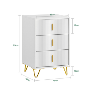 Comodini letto con cassetti Tavolino da salotto o soggiorno Tavolino telefono 40x40cm Bianco 3 cassetti FBT115-L-W