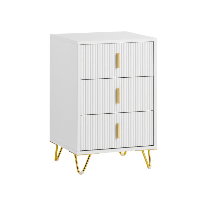 Comodini letto con cassetti Tavolino da salotto o soggiorno Tavolino telefono 40x40cm Bianco 3 cassetti FBT115-L-W