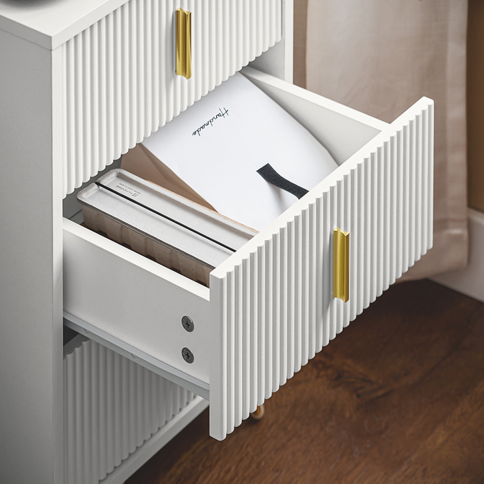 Comodini letto con cassetti Tavolino da salotto o soggiorno Tavolino telefono 40x40cm Bianco 3 cassetti FBT115-L-W