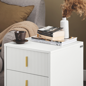 Comodini letto con cassetti Tavolino da salotto o soggiorno Tavolino telefono 40x40cm Bianco 3 cassetti FBT115-L-W