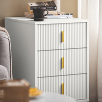 Comodini letto con cassetti Tavolino da salotto o soggiorno Tavolino telefono 40x40cm Bianco 3 cassetti FBT115-L-W