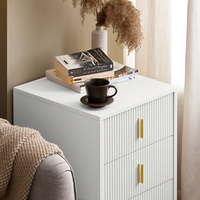 Comodini letto con cassetti Tavolino da salotto o soggiorno Tavolino telefono 40x40cm Bianco 3 cassetti FBT115-L-W