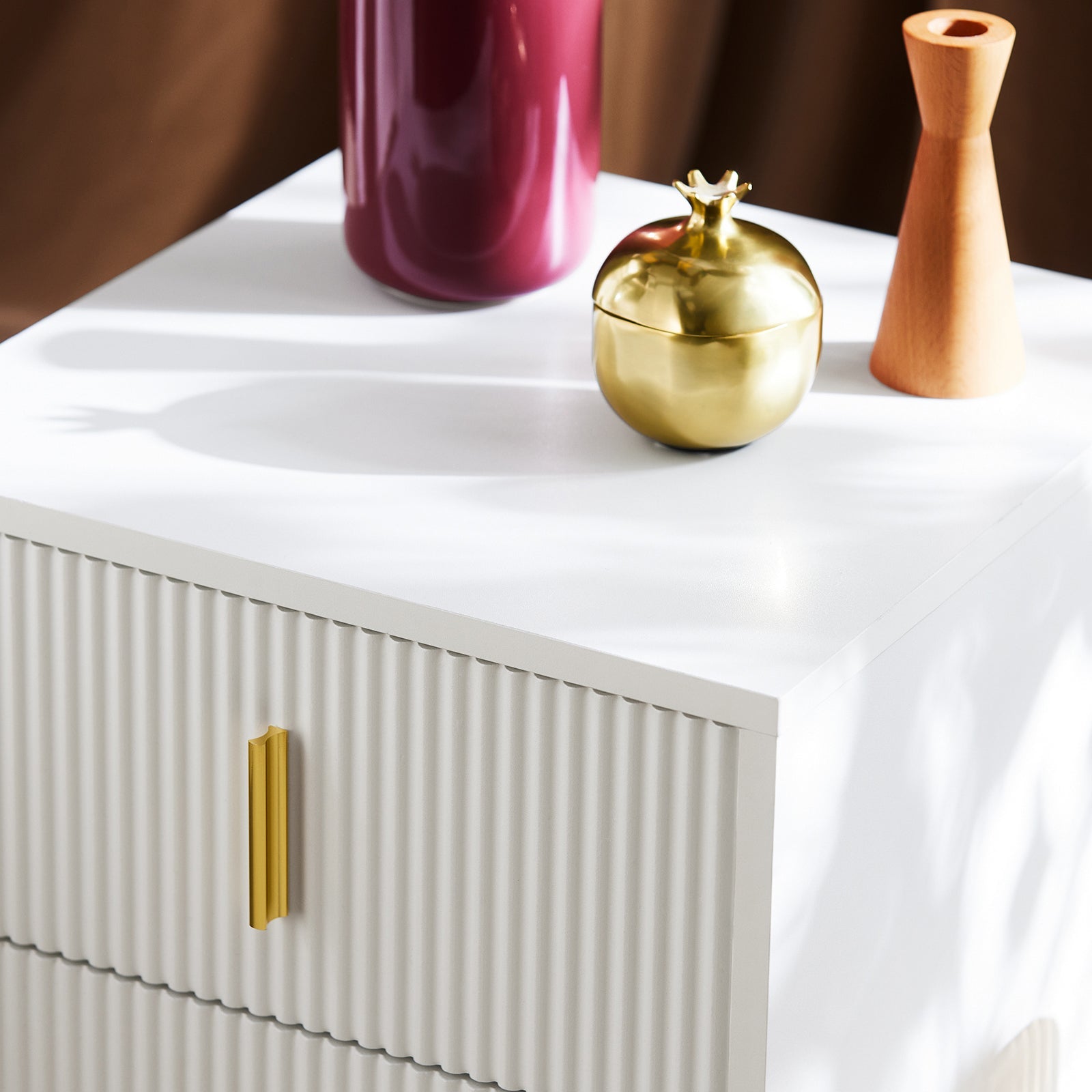 Comodini letto con cassetti Tavolino da salotto o soggiorno Tavolino telefono 40x40cm Bianco 2 cassetti FBT115-W