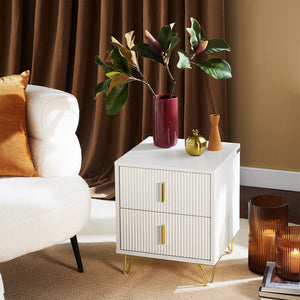 Comodini letto con cassetti Tavolino da salotto o soggiorno Tavolino telefono 40x40cm Bianco 2 cassetti FBT115-W