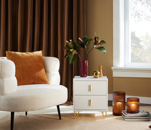 Comodini letto con cassetti Tavolino da salotto o soggiorno Tavolino telefono 40x40cm Bianco 2 cassetti FBT115-W