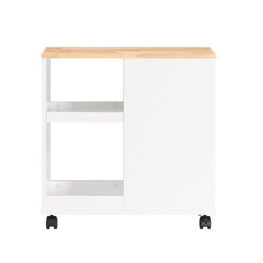 SoBuy Tavolino basso con ruote Tavolo stampante con cassetto Carrello da ufficio Bianco-Naturale, 60x30x60cm FBT130-WN