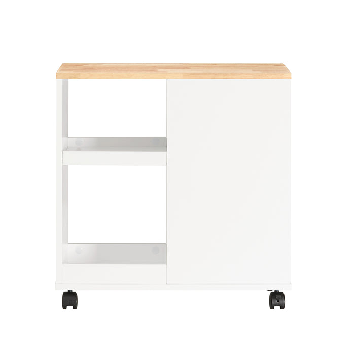 SoBuy Tavolino basso con ruote Tavolo stampante con cassetto Carrello da ufficio Bianco-Naturale, 60x30x60cm FBT130-WN