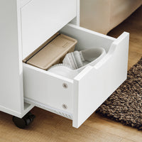 SoBuy Tavolino basso con ruote Tavolo stampante con cassetto Carrello da ufficio Bianco-Naturale, 60x30x60cm FBT130-WN