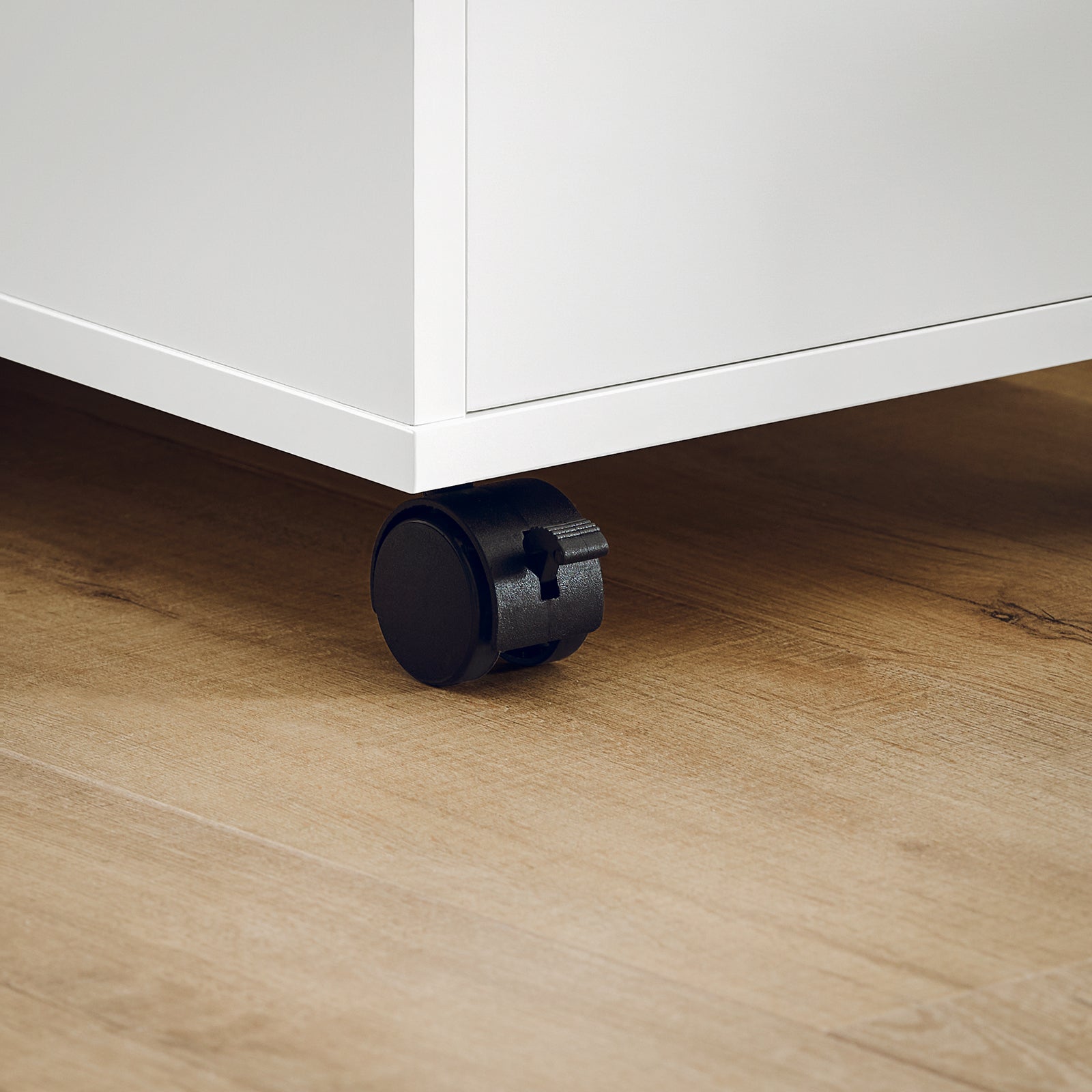 SoBuy Tavolino basso con ruote Tavolo stampante con cassetto Carrello da ufficio Bianco-Naturale, 60x30x60cm FBT130-WN