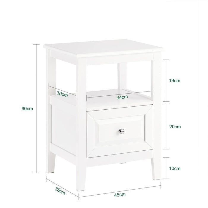 Comodino letto con 1 cassetto e un scomparto aperto Tavolino da salotto o soggiorno Tavolino telefono Bianco 45x35x60cm FBT131-W