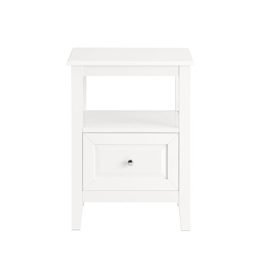 Comodino letto con 1 cassetto e un scomparto aperto Tavolino da salotto o soggiorno Tavolino telefono Bianco 45x35x60cm FBT131-W